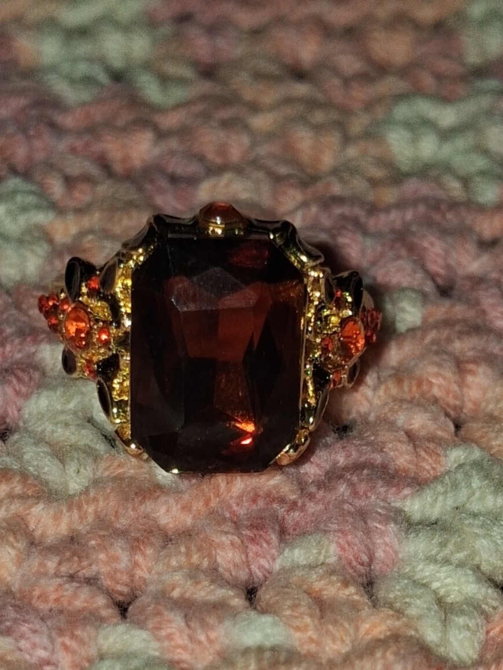 Huge Gold Garnet Ring